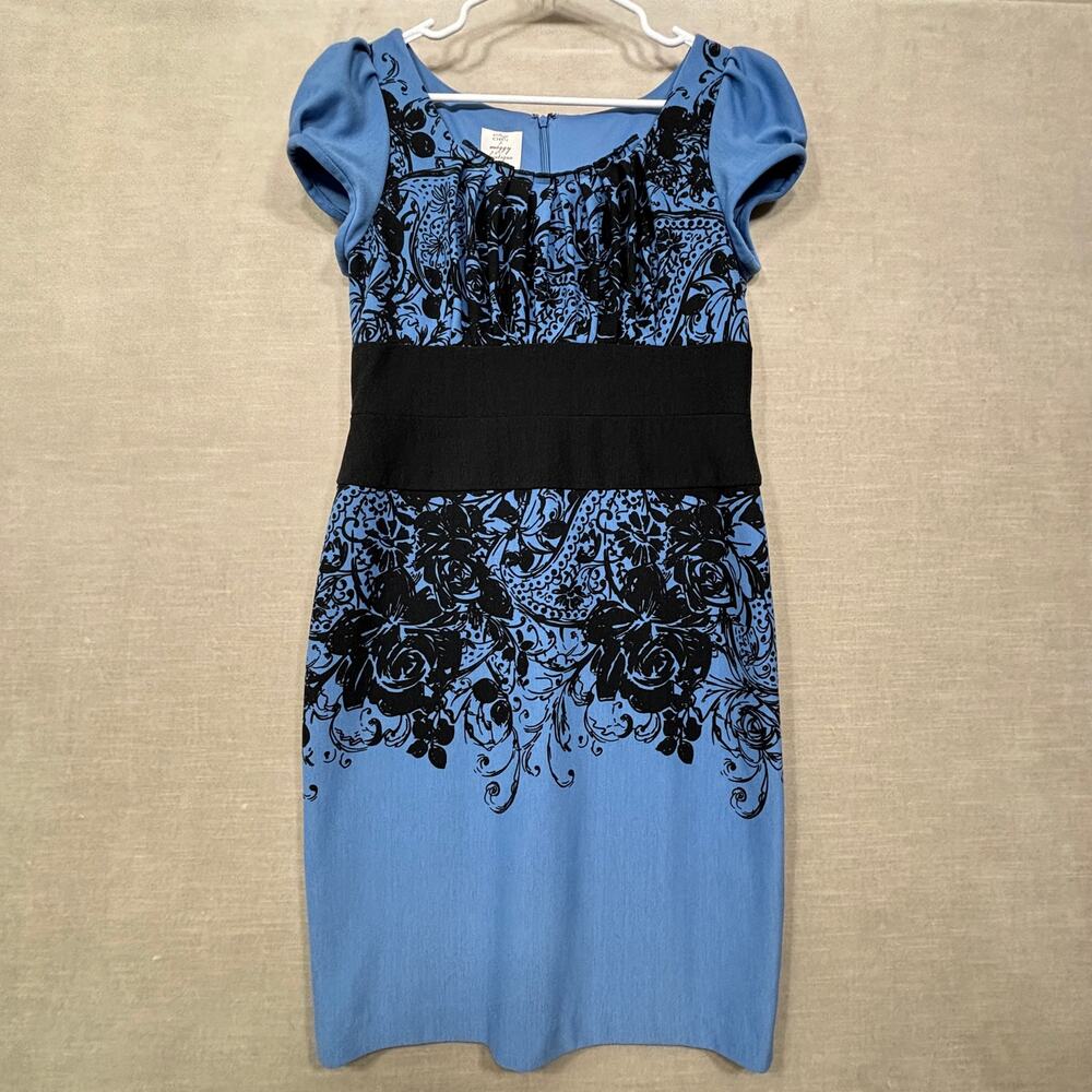 Suzi Chin Floral Dress Size 10P Statement Romantic Sophisticated Stretch Artsy